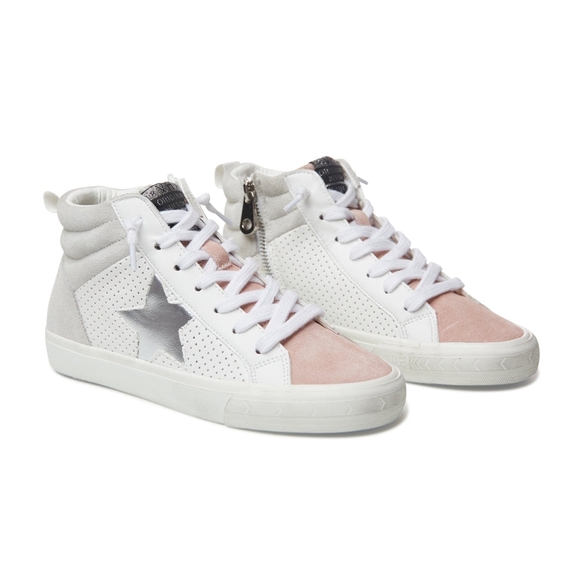 Vintage Havana Jane Ro High Top Sneakers Shoes White/Blush/Silver Womans 10M